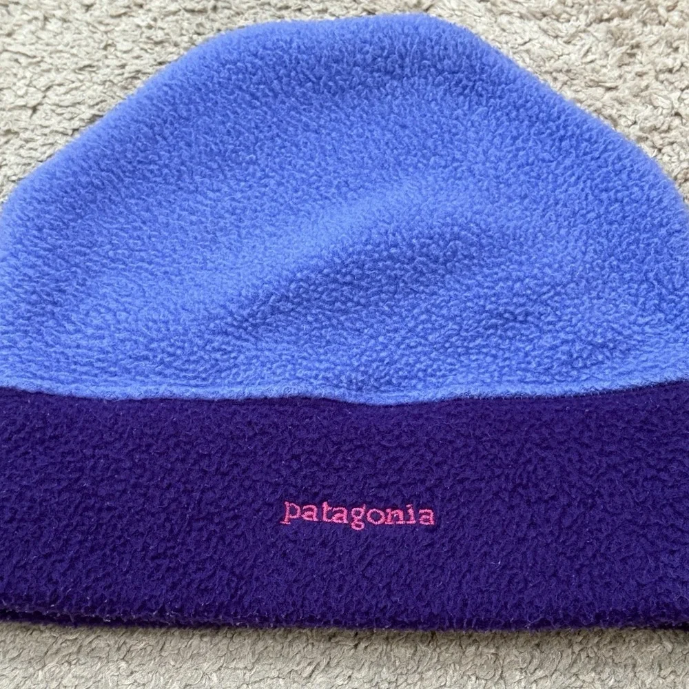 Vintage 2000 Patagonia Two-Tone Synchilla Fleece Beanie Cap Purple USA MADE